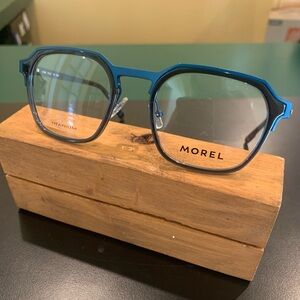 MOREL 10198O Col BG02 Blue & Black 
51mm Titanium Hexagon Eyeglasses 
